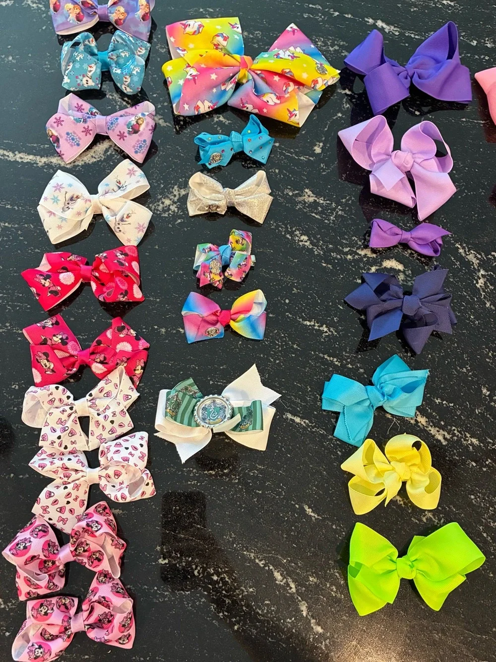 Girls Assorted Hair Bows, Clips and Headbands Set - Pink, Purple, Blue, Yellow